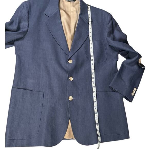 Ellis Sport Coat Blazer Light Blue Made in USA Size 43 R 100% Linen Work Wear - Picture 11 of 14